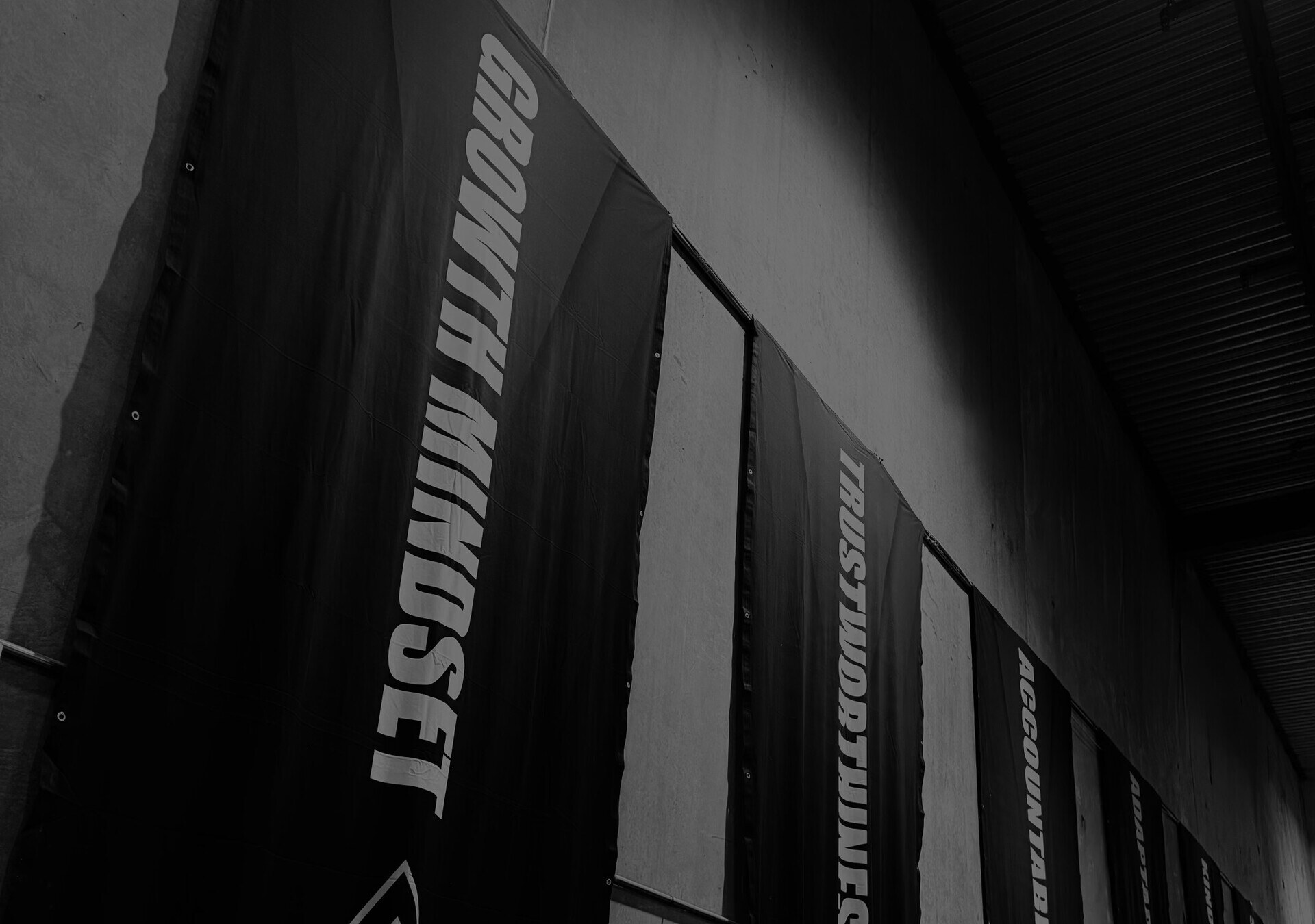 Absolute Gym banners reading Growth Mindset, Trustworthiness and Accountability
